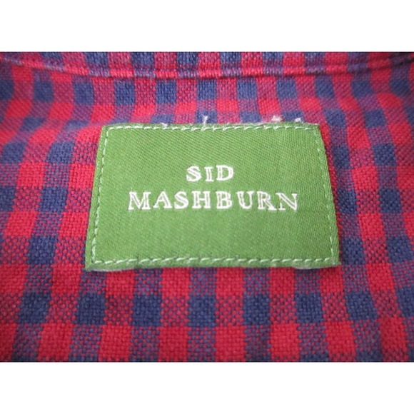 Sid Mashburn Shirt Mens XL Red Blue Gingham Button Down Cotton Pocket - Picture 4 of 9